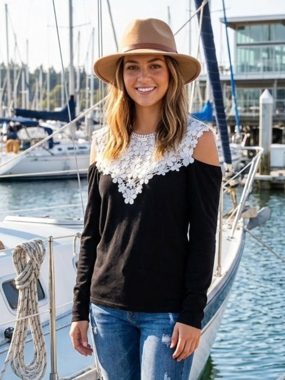 COEUR DE VAGUE LADIES COLD SHOULDER SHIRT SIZE XL